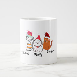 Taza De Café Gigante Dedo Personalizado Kitty Cat Navidades Mug