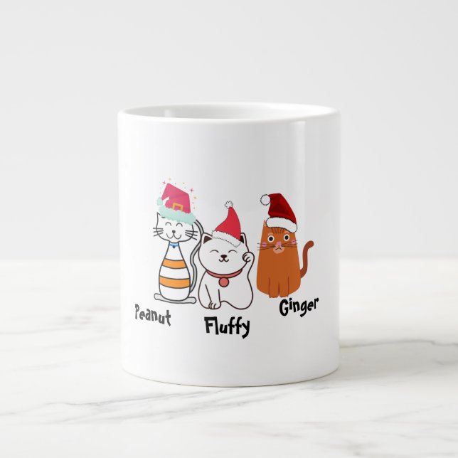 Taza De Café Gigante Dedo Personalizado Kitty Cat Navidades Mug (Frente)