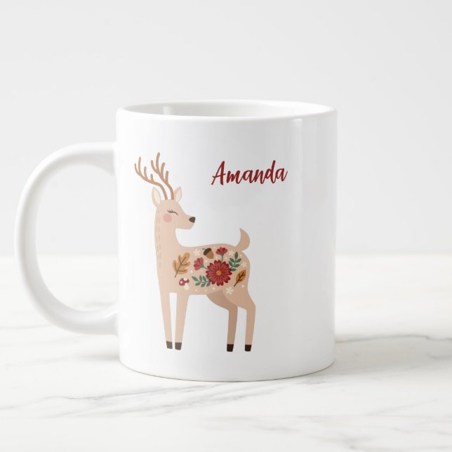 Taza De Café Gigante Deer de Woodland personalizado (Izquierda)