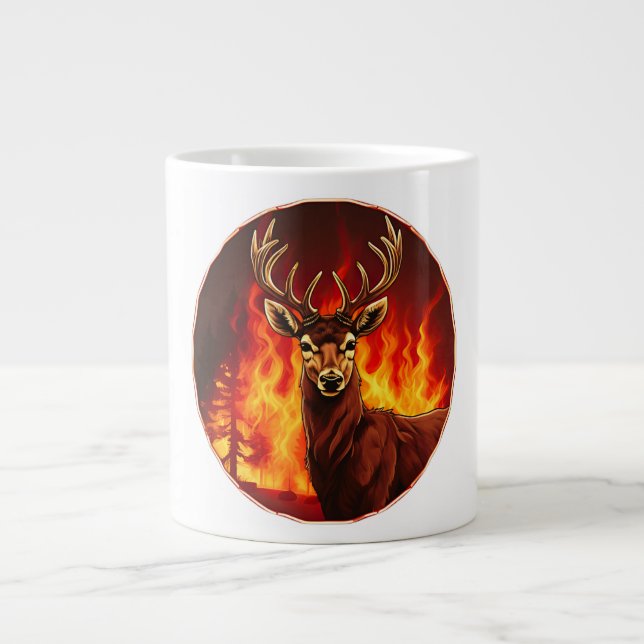 Taza De Café Gigante Deer Firefighter (Frente)