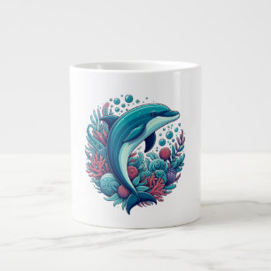 Taza De Café Gigante Delfín cutáneo, costero/náutico