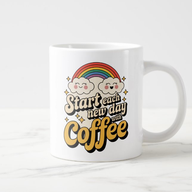 Taza De Café Gigante Delicia del café arco iris retro (Derecha)