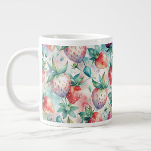 Taza De Café Gigante Delicious Watercolor Strawberries