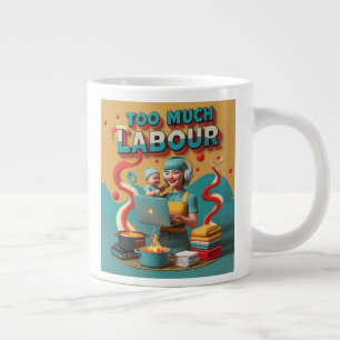 Taza De Café Gigante Demasiado trabajo - Arte satírico feminista retro