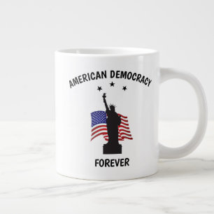 Taza De Café Gigante Democracia norteamericana para siempre con bandera