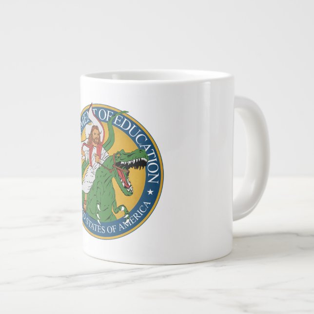 Taza De Café Gigante Departamento de la educación - Jesús en un T-Rex (Derecha)