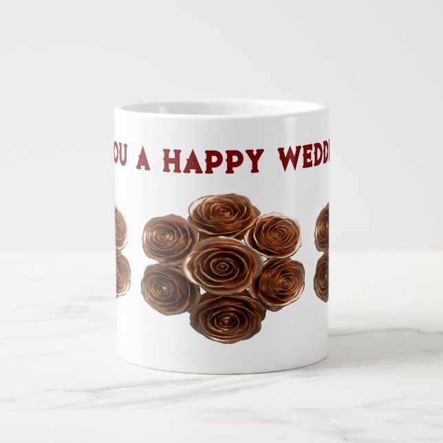 TAZA DE CAFÉ GIGANTE DESEO QUE TE HAGAS UN FELIZ DÍA DE BODA (Frente)
