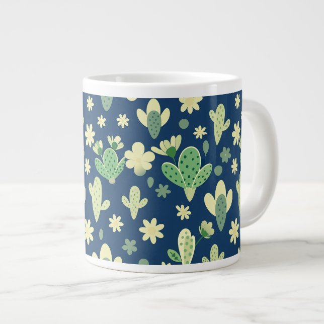 Taza De Café Gigante Desert Cactus & Succulent Pattern (Derecha)