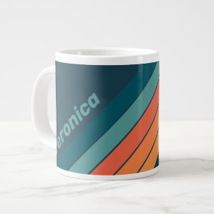 Taza De Café Gigante Desierto Cactus Amanecer Rayas con Nombre
