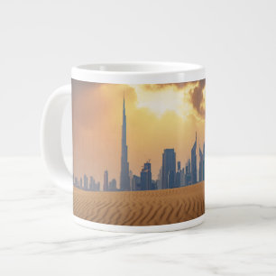 Taza De Café Gigante Desiertos   Vista en Skyline de Dubai desde la dun