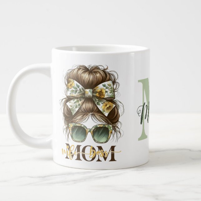 Taza De Café Gigante Desordenado y verde madre mamá esposa jefe (Izquierda)