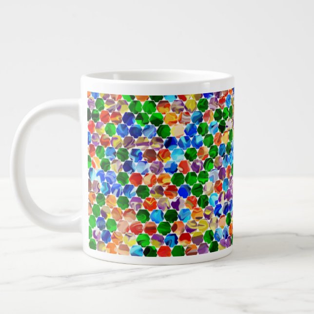 Taza De Café Gigante Desplazamiento Hexagons Swirl 20oz Mug (Izquierda)