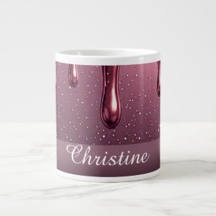 Taza De Café Gigante Destinatario personalizado con brillo en rosa oro