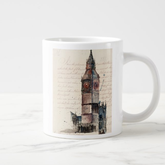 Taza De Café Gigante Destinos | Cartas antiguas del Big Ben (Derecha)