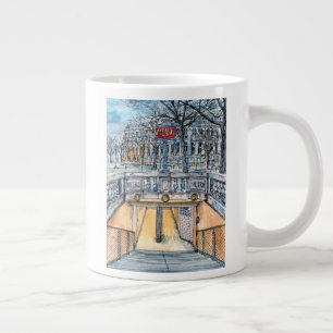 Taza De Café Gigante Destinos  Entrada de metro Vintage acuarela
