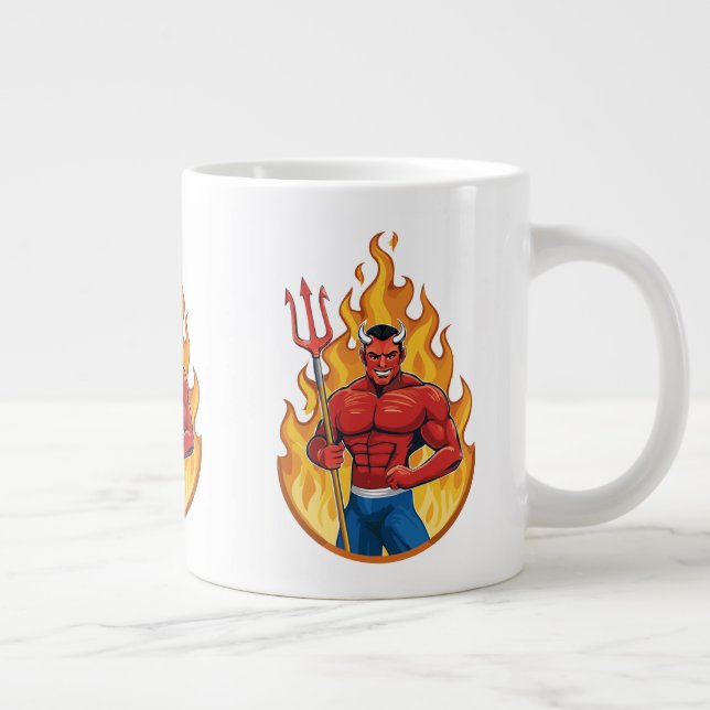 Taza De Café Gigante Devil with trident (Derecha)