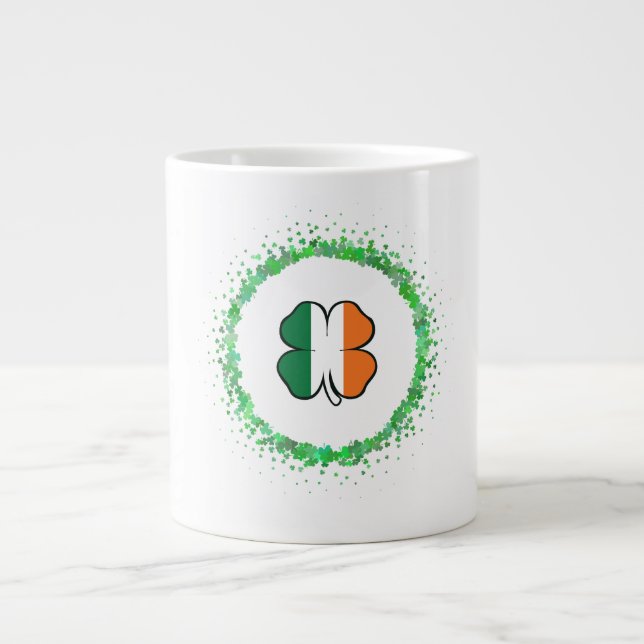 Taza De Café Gigante Día de Irlanda Clover Saint Patrick (Frente)