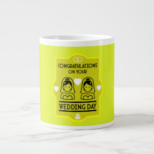 Taza De Café Gigante Día de la boda de Chicas homosexuales