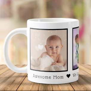 Taza De Café Gigante Día de la Madre 3 Fotos Personalizadas