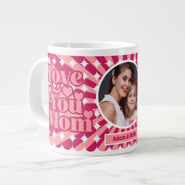 Taza De Café Gigante Día de la Madre fotográfico personalizado de Retro (Izquierda)