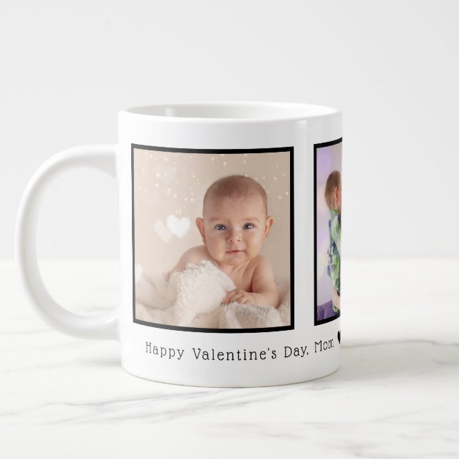Taza De Café Gigante Día de San Valentín 3 Fotos Personalizadas (Izquierda)