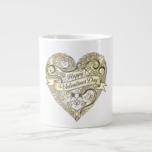 Día de San Valentín Corazón Floral Dorado Vintage