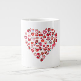 Taza De Café Gigante Día de San Valentín Forma de corazón de amor Diseñ