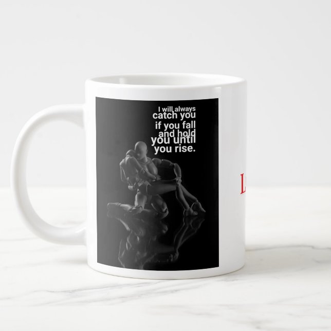 Taza De Café Gigante Día de San Valentín Mugs - Bebe el amor (Izquierda)