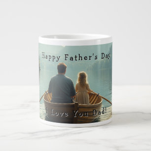 Taza De Café Gigante Día del Padre, lago de bote de remos padre e hija