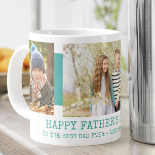 Taza De Café Gigante Día del Padre Mejor Papá del Mundo 3 Foto Turquesa