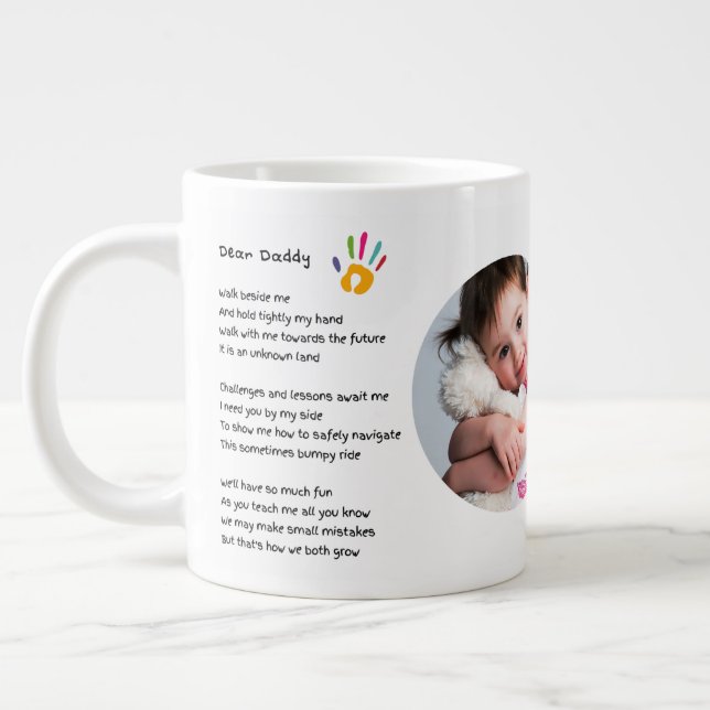 Taza De Café Gigante Día del padre papá POEM Sostengo mi regalo de FOTO (Izquierda)