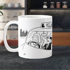 Taza De Café Gigante Dibujo animado de instructor o examinador de condu
