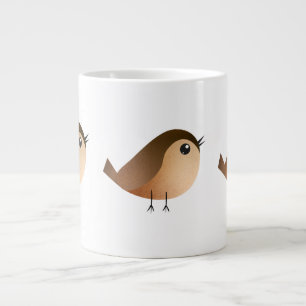 Taza De Café Gigante Dibujo animado de pájaro gorrión