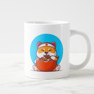 Taza De Café Gigante Dibujo animado de Shiba Inu lindo comiendo fideos
