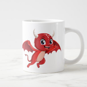 Taza De Café Gigante Dibujo animado lindo diablo volador