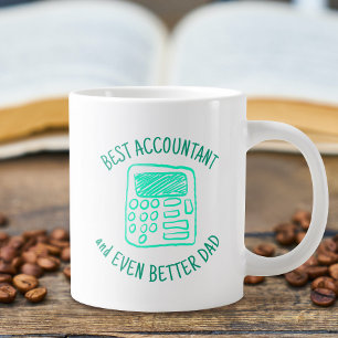 Taza De Café Gigante Dibujo de mano de calculador   Mejor papá contable