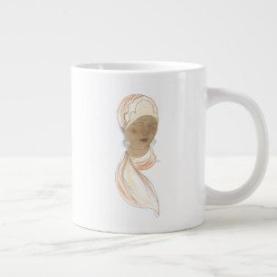 Taza De Café Gigante Dibujo de moda - Mujer con bufanda