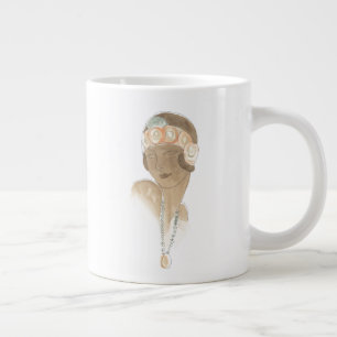 Taza De Café Gigante Dibujo de moda - Mujer con pieza de pelo