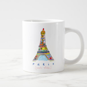 Taza De Café Gigante Dibujo de punta felina de París