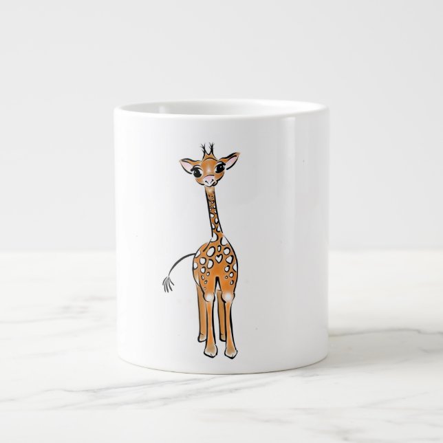 Taza De Café Gigante Dibujo de una jirafa cutánea, animales de safari (Frente)