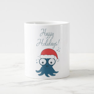 Taza De Café Gigante dibujo del pulpo azul personalizado lindo