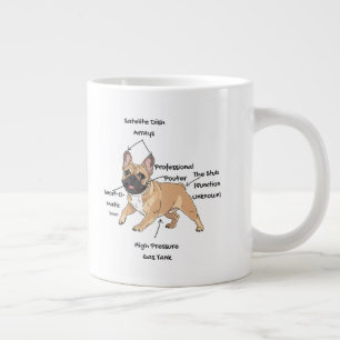 Taza De Café Gigante Dibujo divertido de la anatomía de un Bulldog Fran