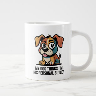 Taza De Café Gigante Dibujo divertido de perro mayordomo con cita