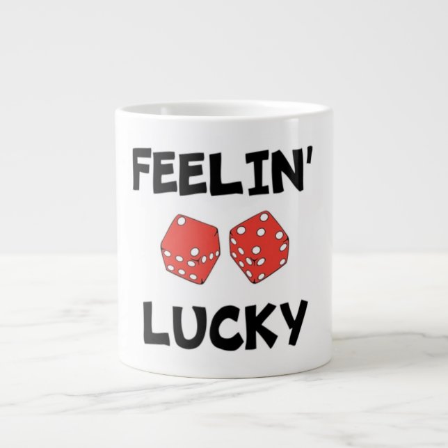 TAZA DE CAFÉ GIGANTE DICE "SENTIMIENTO SUERTE" (Frente)
