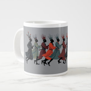 Taza De Café Gigante Diez Señores Saltando Recorte Estilo Esténcil 1