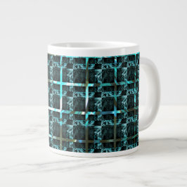 Taza De Café Gigante ¿Diferentes ajedrez, cuadrados o imagen cian bajo