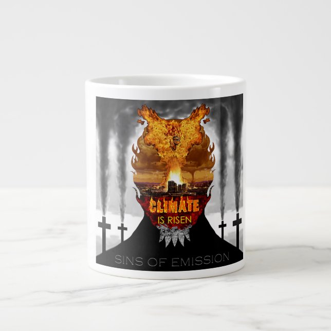 Taza De Café Gigante Digital painting about climate change. (Frente)