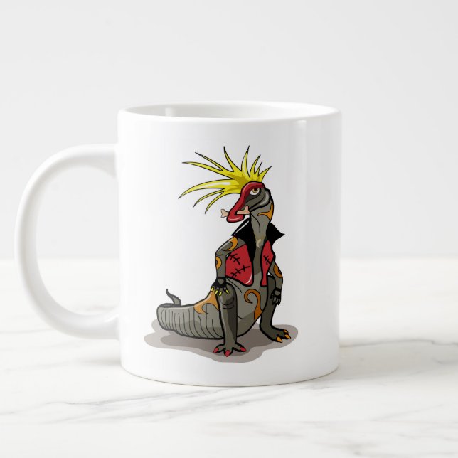 Taza De Café Gigante Dinosaurio Hadrosaurus Vestido Como Punk. (Izquierda)