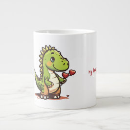 Taza De Café Gigante Dinosaurio lindo con corazón