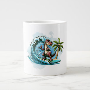 Taza De Café Gigante Dinosaurio tropical de surf